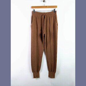 Modern Citizen Size S Womens High Waist Drawstring Knitted Leggings in Brown Tan